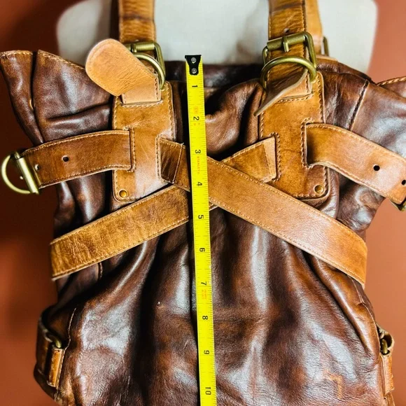 Kooba Brown Leather Shoulder Bag with Gold Accents - Picture 6 of 7